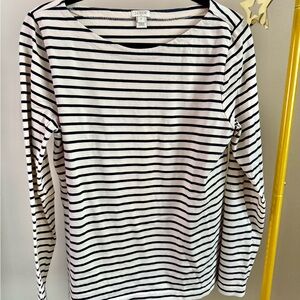 J. Crew Women's Long Sleeve Striped Top - Navy and White